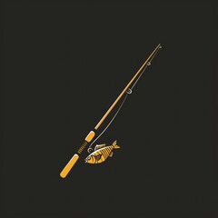 Fototapeta premium Flat vector logo of a fishing rod 