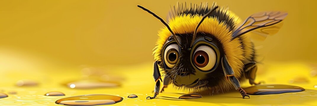 Honey bumblebee in modern 3D animation style