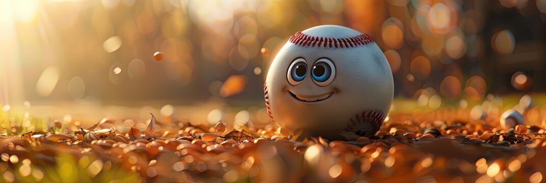 Adorable baseball in modern 3D animation style