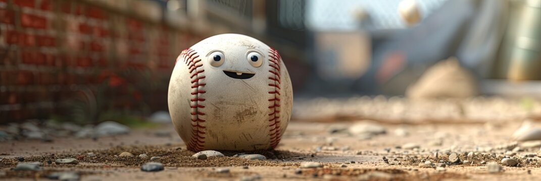 Adorable baseball in modern 3D animation style