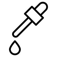 Dropper bottle with serum or oil, linear icon. Cosmetic product in vial with pipette. 