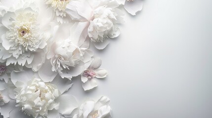 A bunch of white flowers on a white surface