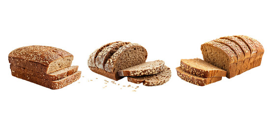 Multigrain bread isolated on transparent background