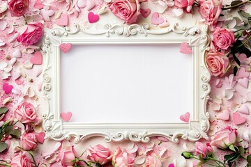 pink roses frame