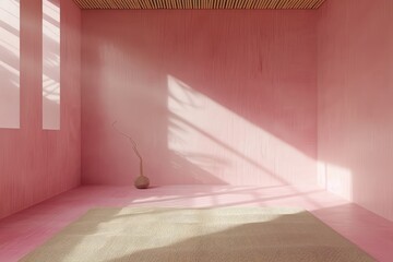Serene Pink Space - Tranquil Yoga Haven with Soft Pink Walls and Yoga Mat