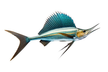 Image of a sailfish isolated on white background. Fresh fish. Underwater animals. Generative AI.