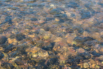 Clear river water and pebbles