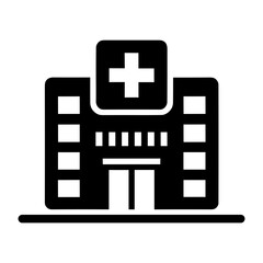 Hospital Icon with Glyph Style