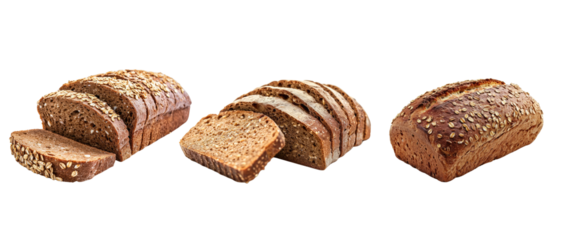 Multigrain bread isolated on transparent background