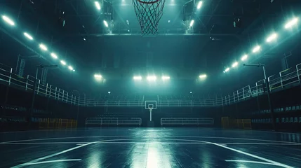 Foto auf Leinwand Cinematic View of a Empty Basketball Stadium © DeIllusion