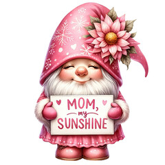 Mother's Day Gnome, Cute I love mom gnomes clipart, watercolor gnome gift for mom