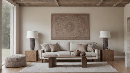 antique living interior with fireplace generative ai