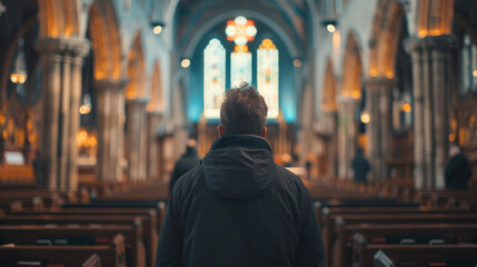 Man Praying In Church