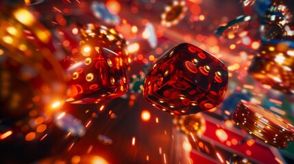 Produce an imaginative artwork exploring the concept of gambling with fate