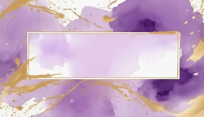 Purple and Gold Frame Watercolor background 