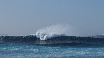 Large breaking waves and ocean view in Las Palmas, Canary islands, Spain