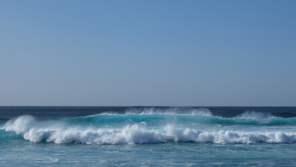 Large breaking waves and ocean view in Las Palmas, Canary islands, Spain
