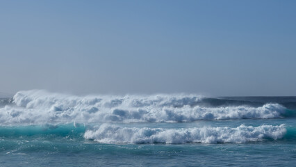 Large breaking waves and ocean view in Las Palmas, Canary islands, Spain
