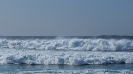 Large breaking waves and ocean view in Las Palmas, Canary islands, Spain
