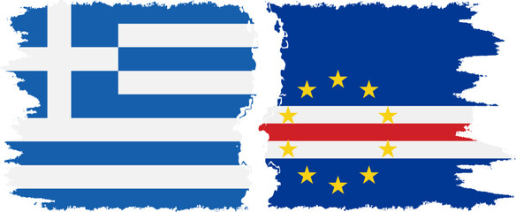 Cape Verde and Greece grunge flags connection vector