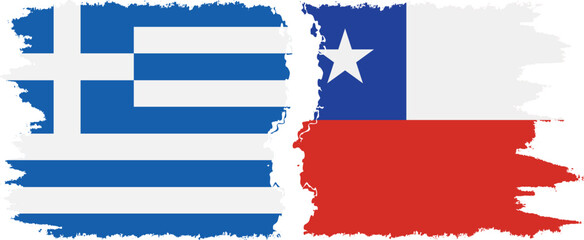 Chile and Greece grunge flags connection vector