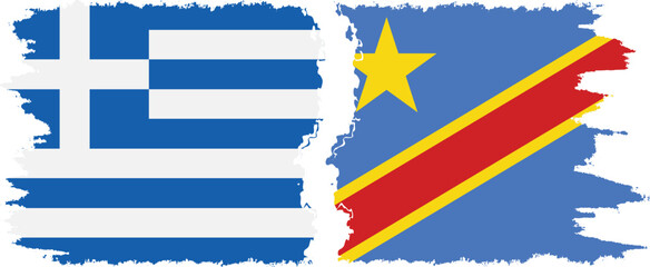 Fototapeta premium Congo - Kinshasa and Greece grunge flags connection vector