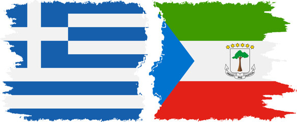 Equatorial Guinea and Greece grunge flags connection vector