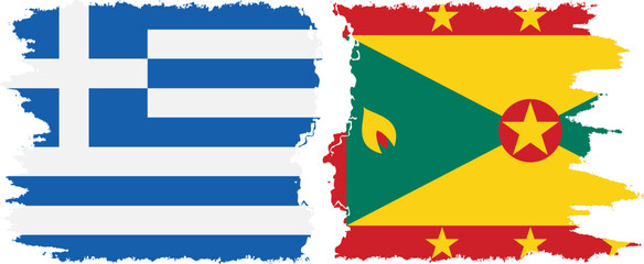 Grenada and Greece grunge flags connection vector