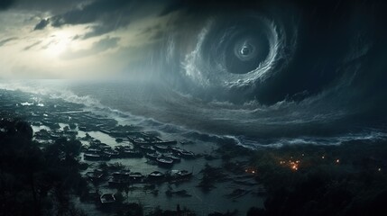A Huge Cyclone Emerging Toward Fantasy Environment