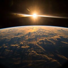 A Sunrise View from the Space Focusing on the Golden Hour 