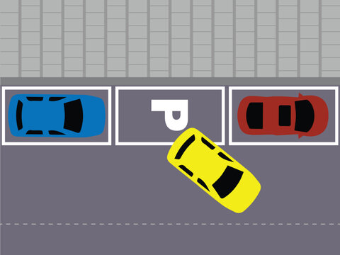 Parallel parking example with a yellow car