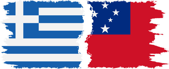 Independent State and Greece grunge flags connection vector