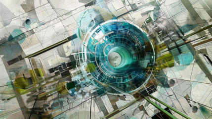 Obraz premium Cerebral Convergence: Analytic Abstraction. Generative AI