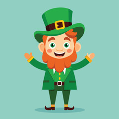 Leprechaun in green clothes concept illustration