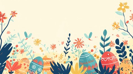 Flat design Easter background with spacious vector illustration, perfect for adding text.