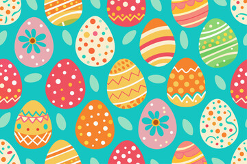 easter eggs background with seamless pattern