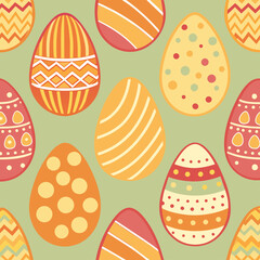easter eggs background with seamless pattern