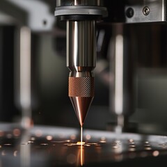 A close-up of a 3D printer nozzle working on a tech gadget