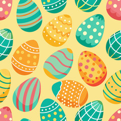 easter eggs background with seamless pattern