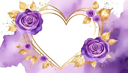 Purple Rose Love Floral flower watercolor background