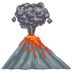 Volcano Erupting Illustration Vector Drawing © sewonboy