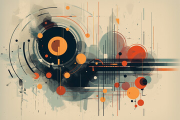 Obraz premium Fine-art, pop-art, minimalist art concept. Minimal art from colorful dots, lines and geometric shapes. Soft pastel muted colors