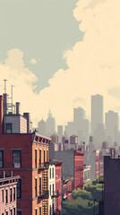 Minimalist illustration of a city