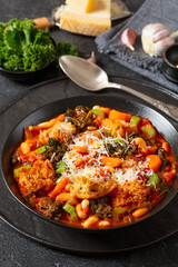 ribollita, italian soup with bread, beans, veggies