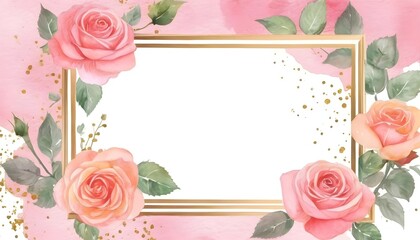 Pink Rose Gold Frame floral Background