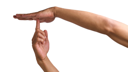 Hand gesture showing stop isolated on transparent background