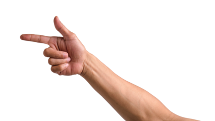 Pointing hand gestures isolated on a transparent background