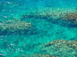 Blue azure clear sea water surface 