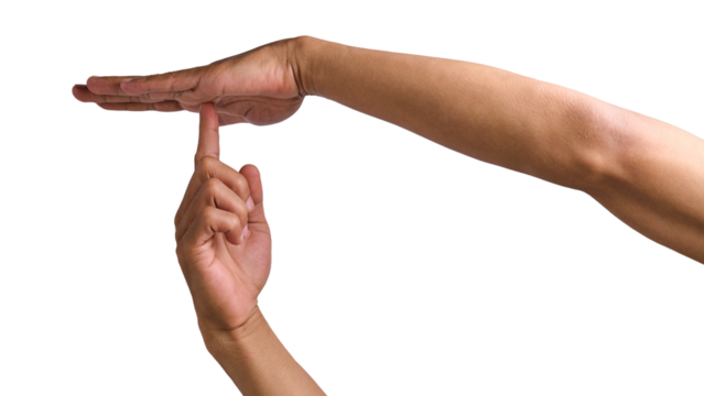 Hand gesture showing stop isolated on transparent background