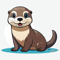 vector of cute otter cartoon